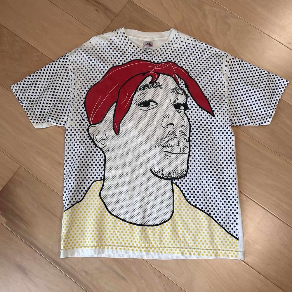 Vintage Tupac pop Art Tee White T-Shirt Short Sleeve Size XL